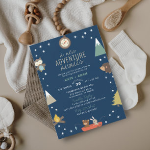 Adventure Awaits Woodland Boy Baby Shower Invitation