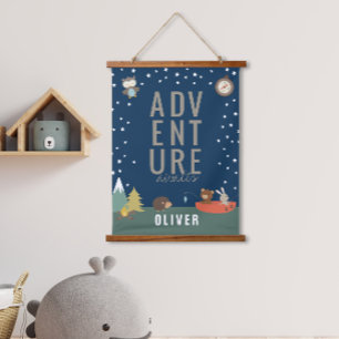 Adventure Awaits Woodland Boy Kids Wall Decor Hanging Tapestry