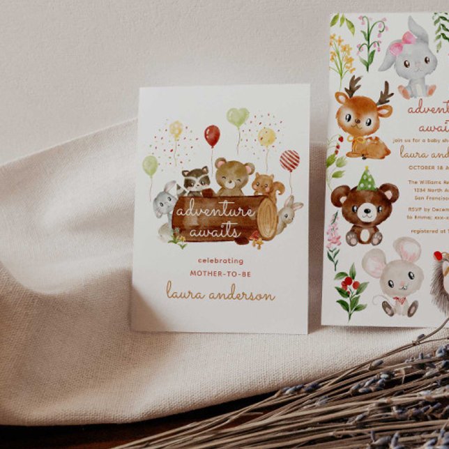 Adventure Awaits Woodland Creatures Baby Shower Poster (Creator Uploaded)