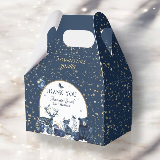 Adventure Awaits Woodland Night Animal Baby Shower Favour Box (Creator Uploaded)