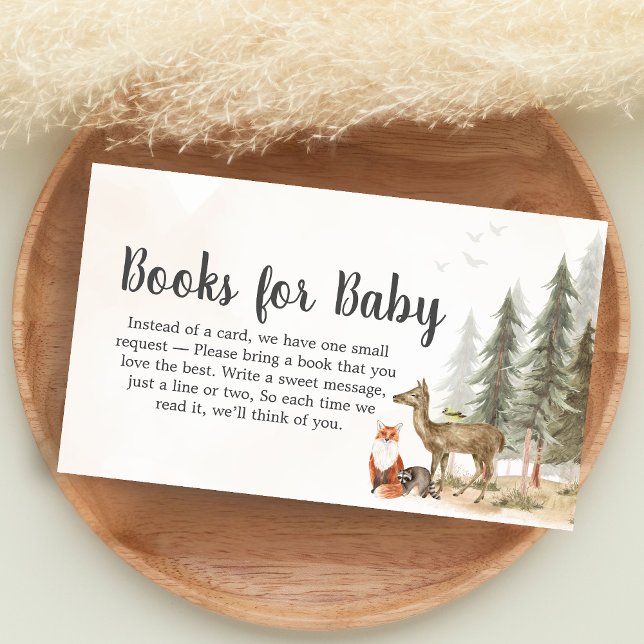 Adventure Awaits Woodland Shower Books for Baby Enclosure Card (Woodland Baby Shower Books for Baby)
