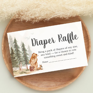 Adventure Awaits Woodland Shower Diaper Raffle Enclosure Card