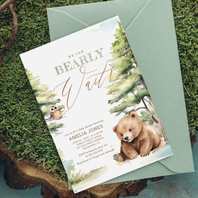 Adventure Awaits Woodland Teddy Bear Baby Shower  Invitation (Creator Uploaded)