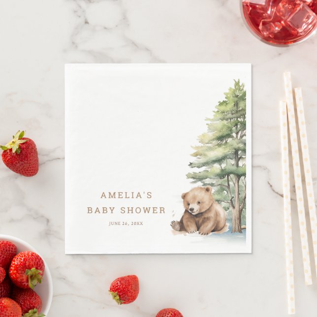 Adventure Awaits Woodland Teddy Bear  Napkin (Insitu)