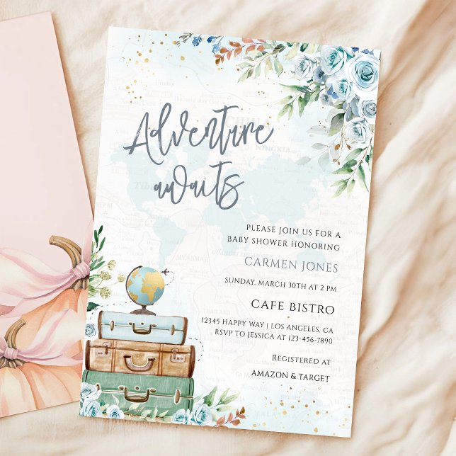 Adventure Awaits World Map Baby Shower Invitation (Creator Uploaded)