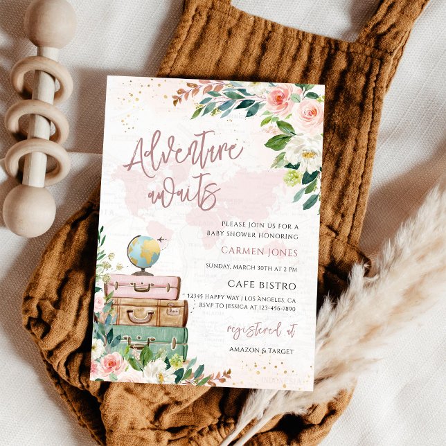 Adventure Awaits World Map Baby Shower Invitation (Creator Uploaded)