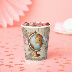 Adventure Awaits World Map Baby Shower Paper Cups