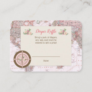 Adventure Awaits World Map Diaper Raffle Enclosure Card