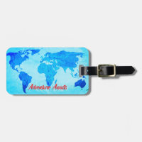 Adventure Awaits World Map Gift Favour Teal Blue 