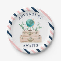 Adventure Awaits World Travel Suitcases Party