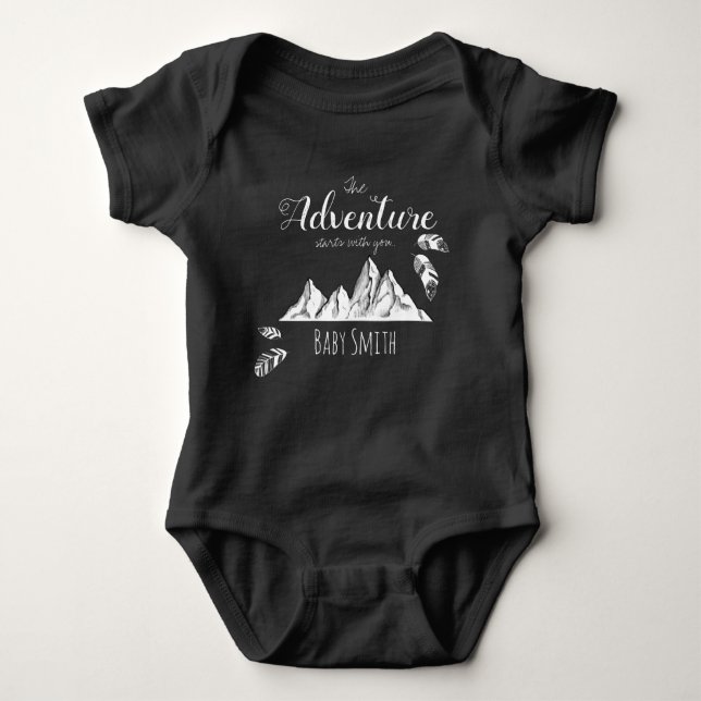 Adventure awaits you customisable name baby bodysuit (Front)