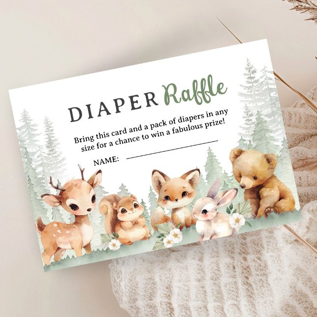 Adventure Baby Shower Boy Woodland Diaper Raffle Enclosure Card (Creator Uploaded)
