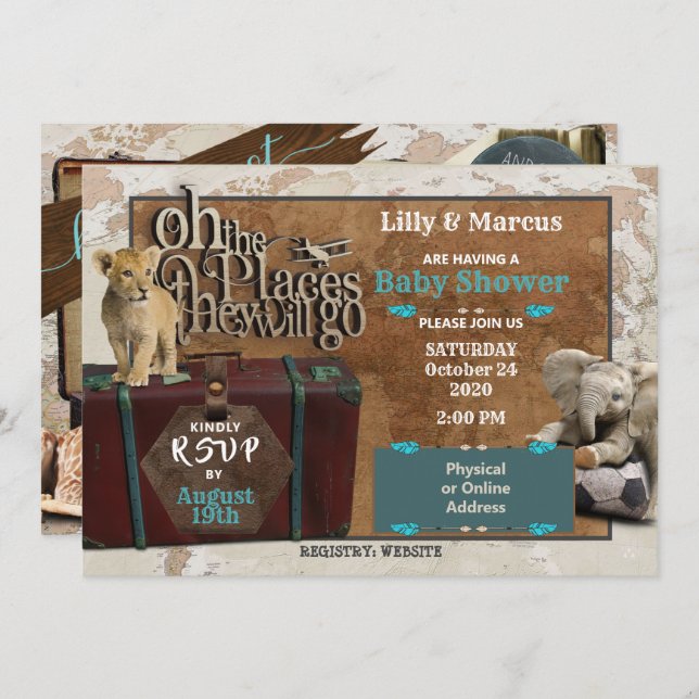 Adventure Baby Shower Invites (Front/Back)