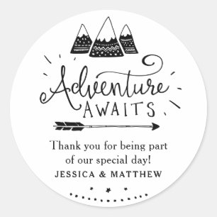Adventure Baby Shower Stickers with Cute Mountains