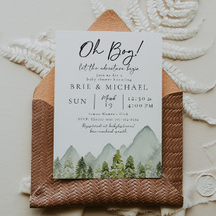 Adventure Baby Shower   Watercolor Trees Invitation