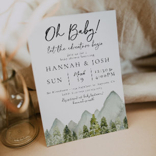 Adventure Baby Shower   Watercolor Trees Invitation