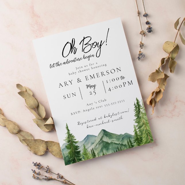 Adventure Baby Shower | Watercolor Trees Invitation (Creator Uploaded)