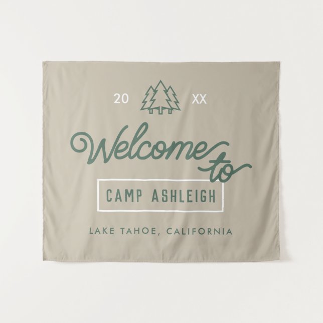 Adventure Bachelorette Camp Backdrop Tapestry (Front (Horizontal))