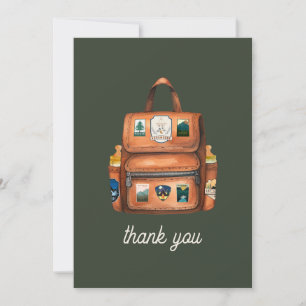 Adventure Backpack + Bottles Green Baby Shower Thank You Card