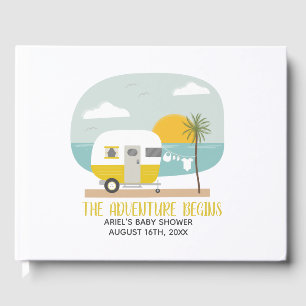 Adventure Beach Yellow Camper Neutral Baby Shower Guest Book