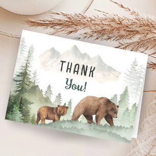 Adventure Begin Baby Shower Bear Folded Thank You Card