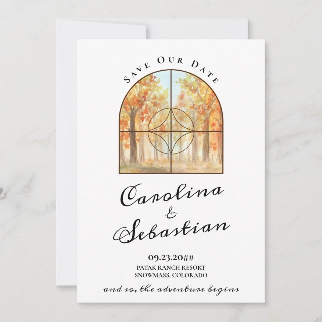 Adventure Begin Rocky Mountain Destination Wedding Save The Date (Front)