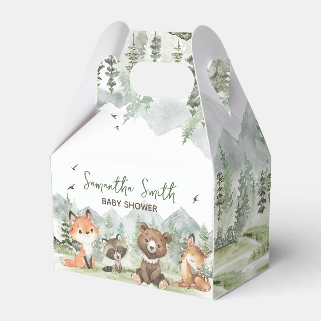 Adventure Begin Woodland Animals Baby Shower Favour Box (Front Side)