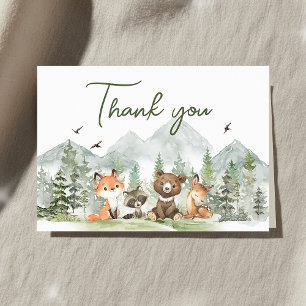 Adventure Begin Woodland Animals Baby Shower Thank You Card