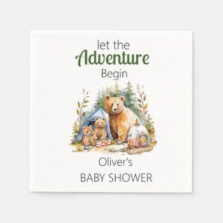 Adventure Begin Woodland Baby Shower  Napkin