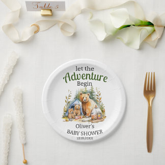 Adventure Begin Woodland Baby Shower  Paper Plate