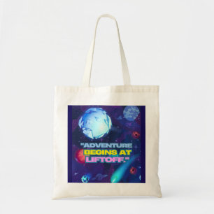 Adventure begins at liftoff insulated tumbler tote bag