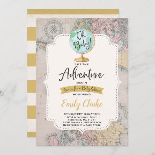 Adventure Begins Baby Shower Invitation Map Shower