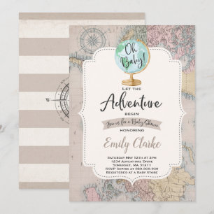 Adventure Begins Baby Shower Invitation Map Shower