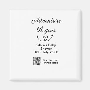 Adventure begins baby shower scan QR code heart si Magnet
