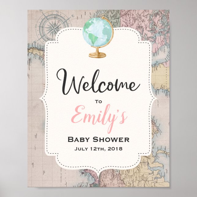 Adventure Begins Baby Shower Welcome Sign (Front)