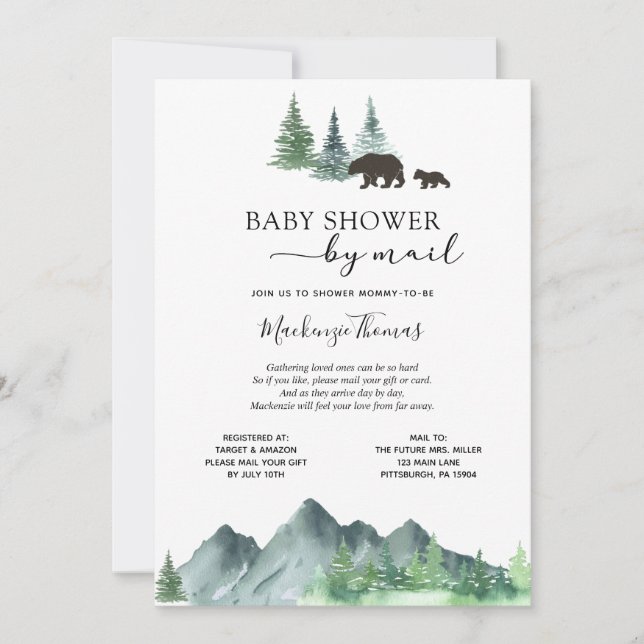 Adventure Begins Bear Baby Shower by Mail Invitation (Front)