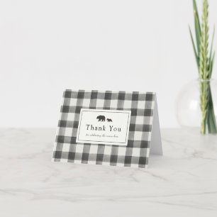 Adventure Begins Bear Baby Shower Plaid Thank You  Card