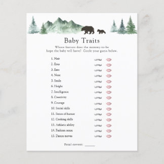 Adventure Begins Bear Baby Traits Shower Game