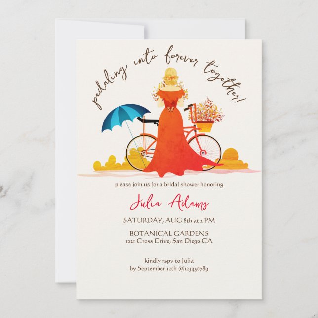 Adventure Begins Bicycle Bride Bridal Shower Invitation (Front)