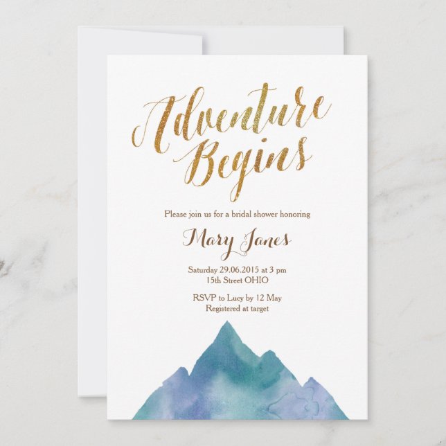 Adventure Begins Bridal Shower Invitation (Front)