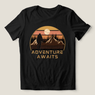 Adventure Begins Camping Hiking , adventure awaits Tri-Blend Shirt