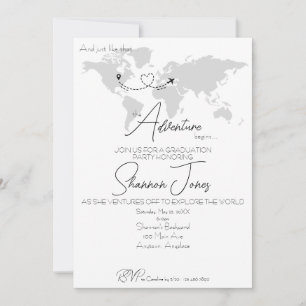 Adventure Begins College Graduation Party Invitation