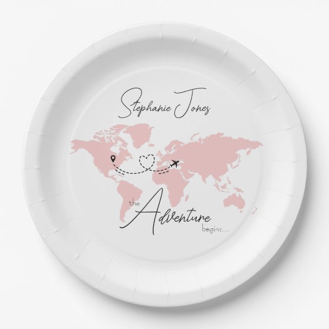 Adventure Begins College Graduation Party Paper Plate (Front)