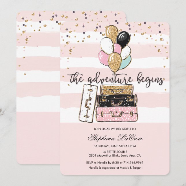 Adventure Begins Farewell Going Away Invitation (Front/Back)