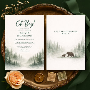 Adventure Begins Forest Animals Baby Shower Invitation