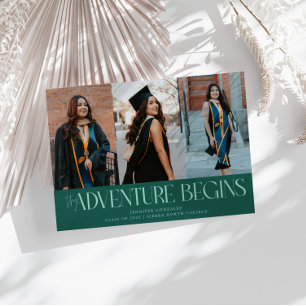 Adventure Begins Green Grad Multi Photo Announcement