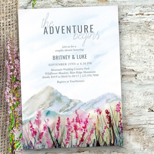 Adventure Begins Mountain Meadow Couples Shower Invitation (Creator Uploaded)