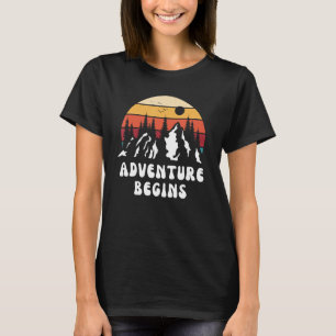 Adventure Begins Mountain Nature Hiking Travel Roa T-Shirt