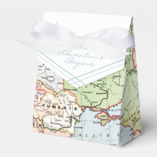 Adventure Begins Party Shower Travel World Map Favour Box