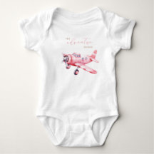Adventure Begins Pink Aeroplane Girl Baby Shower